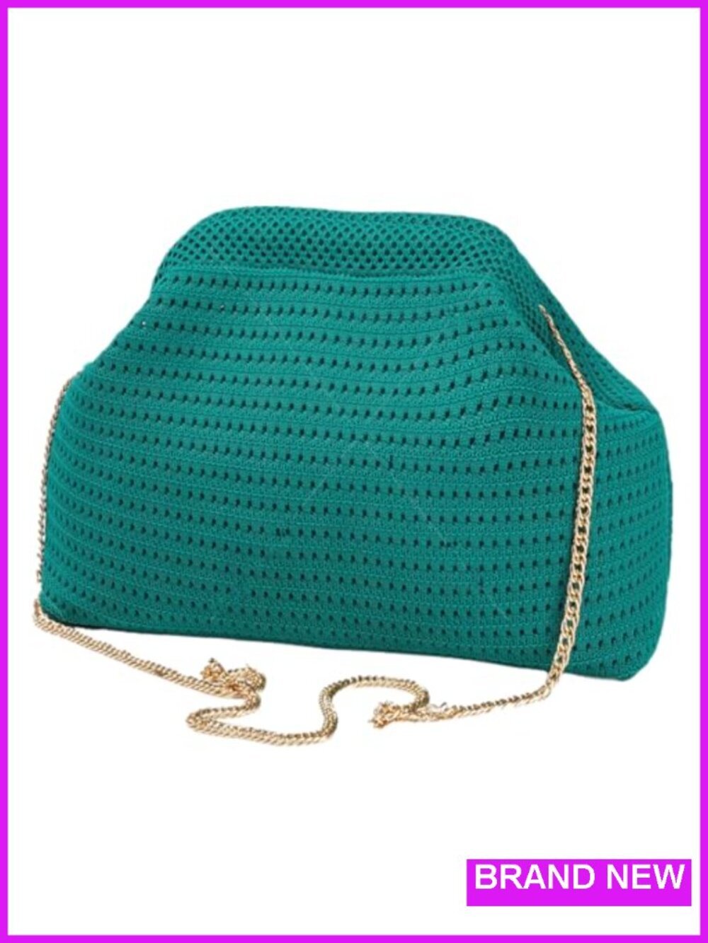 Woven Crochet Clutch Purse with Kiss Lock Closure Crossbody Bag Handbag